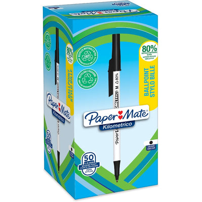 Paper Mate - Bolígrafo Kilometrico reciclado mediano negro