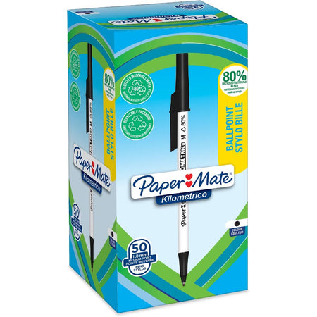 Paper Mate - Kilometrico Penna a sfera riciclata media nera