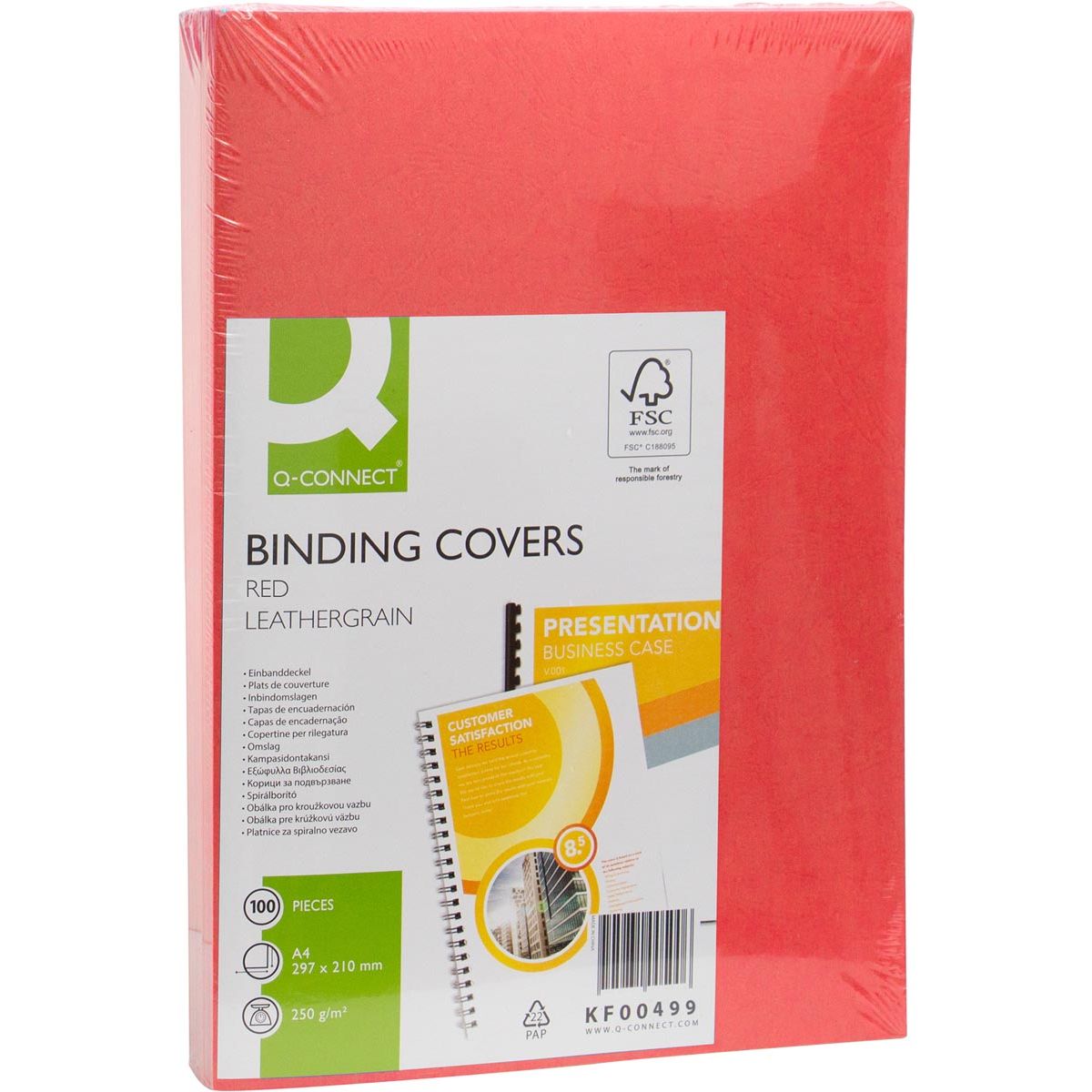 Q-CONNECT - copertina A4 pelle 250 grammi 100 pezzi rosso