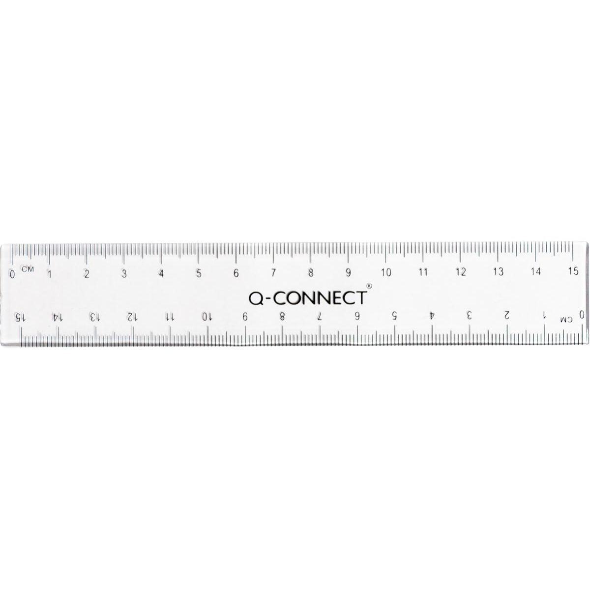 Q-CONNECT -   meetlat, transparant polystereen, 15 cm