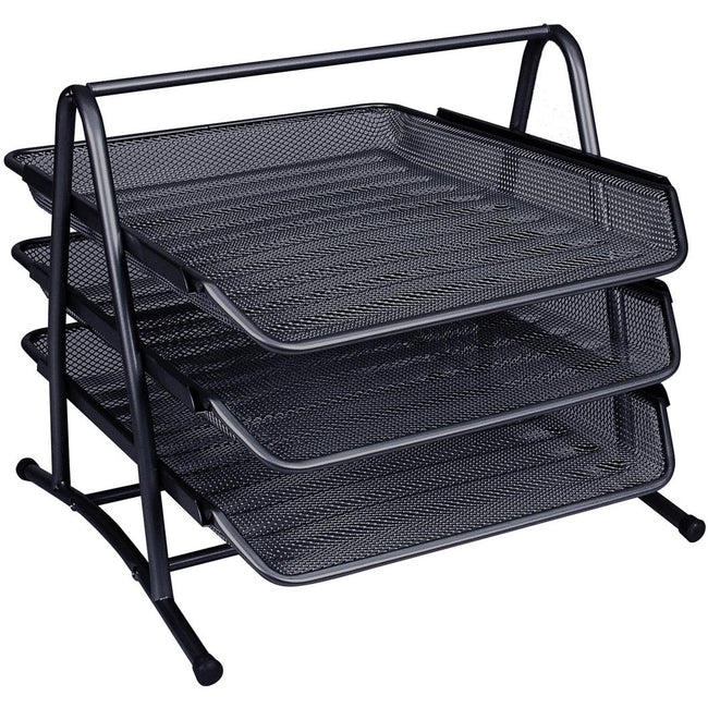 Q-CONNECT - 3 letter trays, mesh metal, ft A4, black
