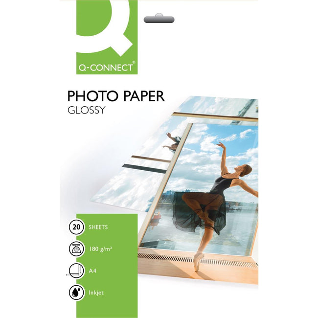 Q-CONNECT - papel fotográfico, ft A4, 180 g, paquete de 20 hojas