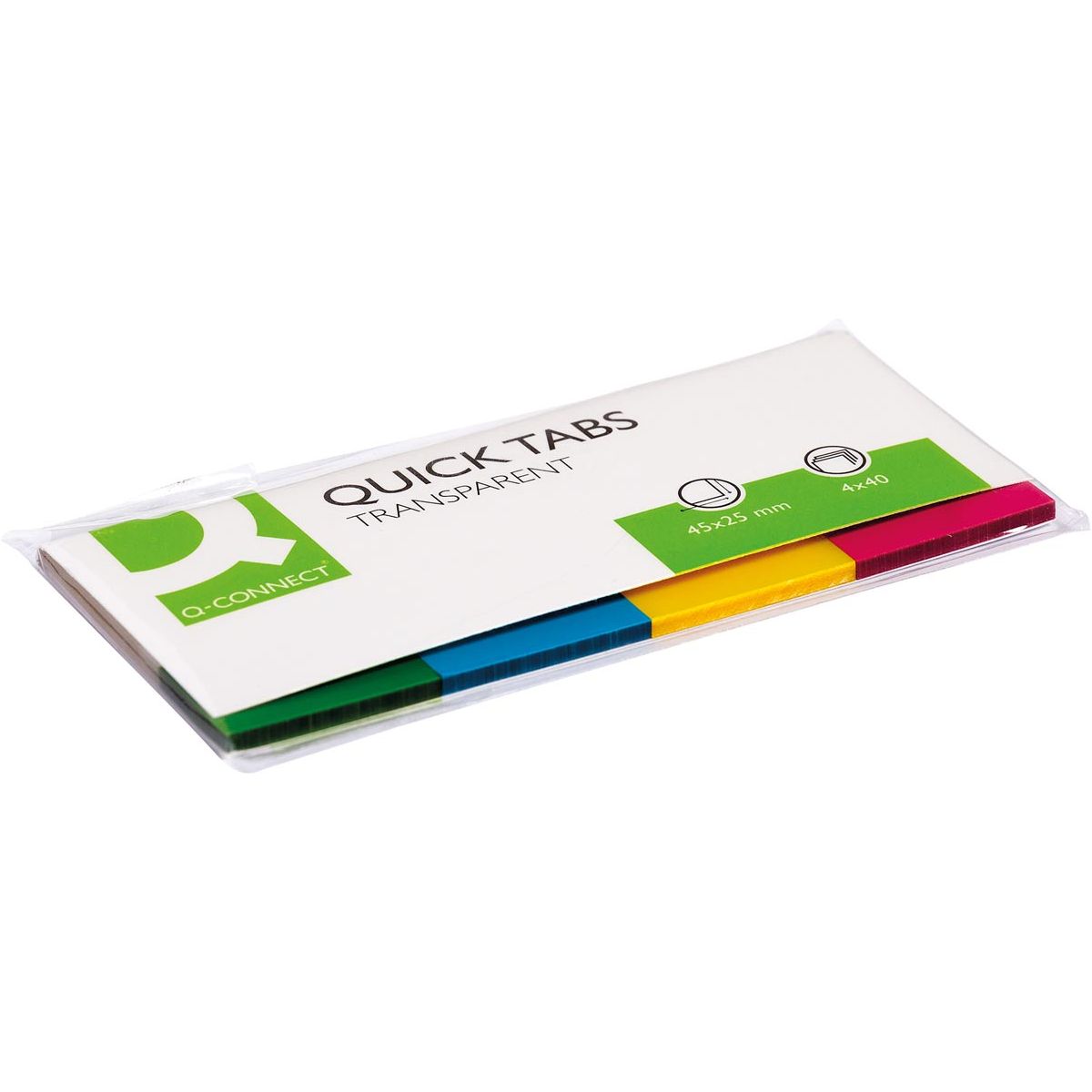 Q-CONNECT - Q-CONNECT Quick Tabs, ft 25 x 45 mm, 4 x 40 tabs, geassorteerde kleuren