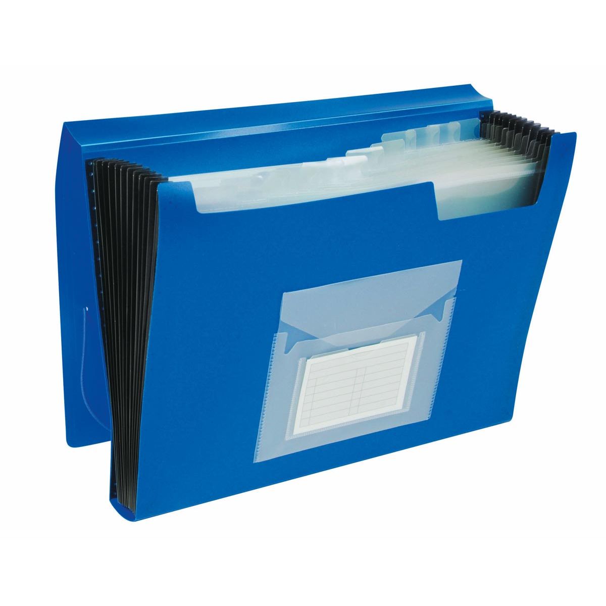 Q-CONNECT - carpeta frontal, A4, PP, con 13 compartimentos, cierre elástico, azul