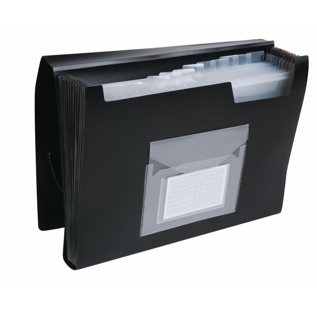 Q-CONNECT - front folder, A4, PP, with 13 compartments, elastic closure, black