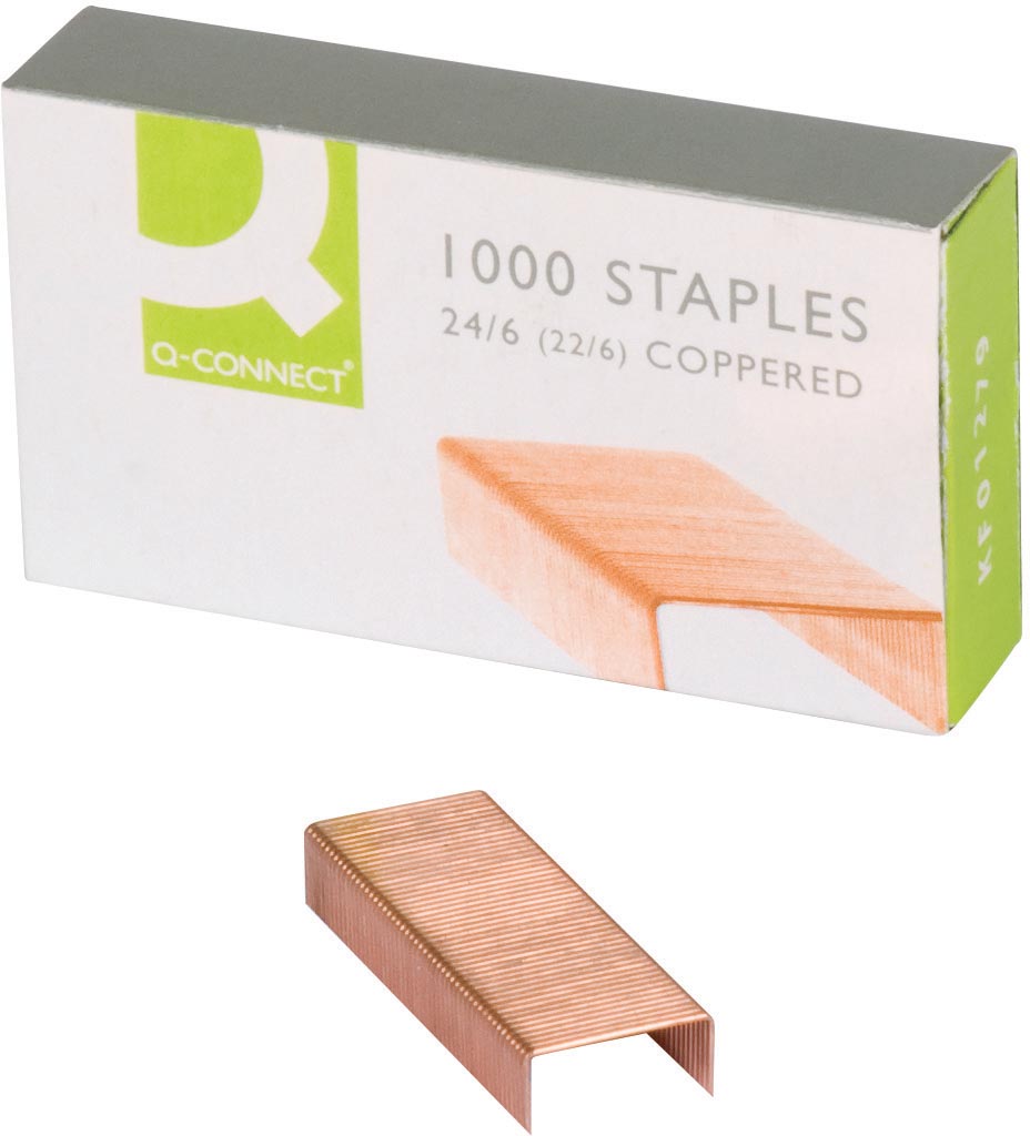Q-CONNECT - staples 24/6, copper-plated, box of 1,000 staples