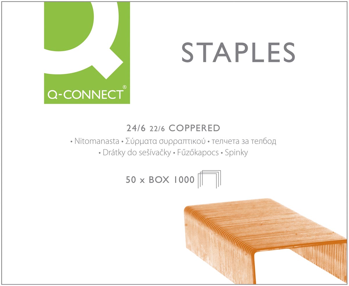 Q-connect-q-connect Staples 24/6, kupfert, Box von 1.000 Grundnahrungsmitteln