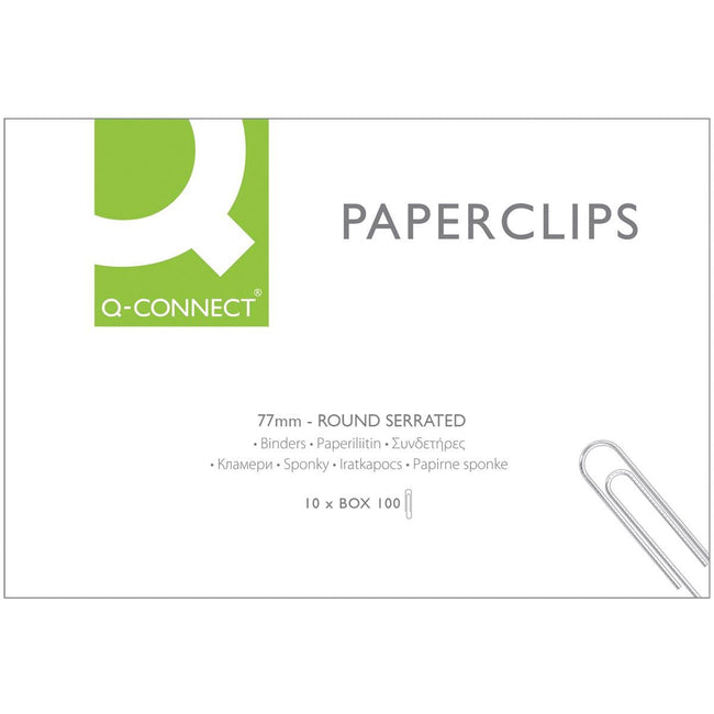 Q-CONNECT - Q-CONNECT papierklemmen, 77 mm, doos van 100 stuks