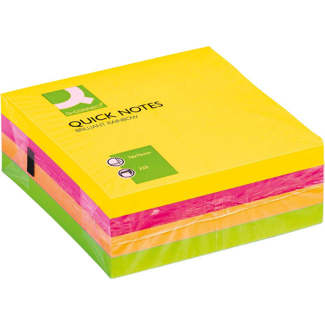 Q-CONNECT - Q-CONNECT Quick Notes, ft 76 x 76 mm, 320 vel, geassorteerde neonkleuren