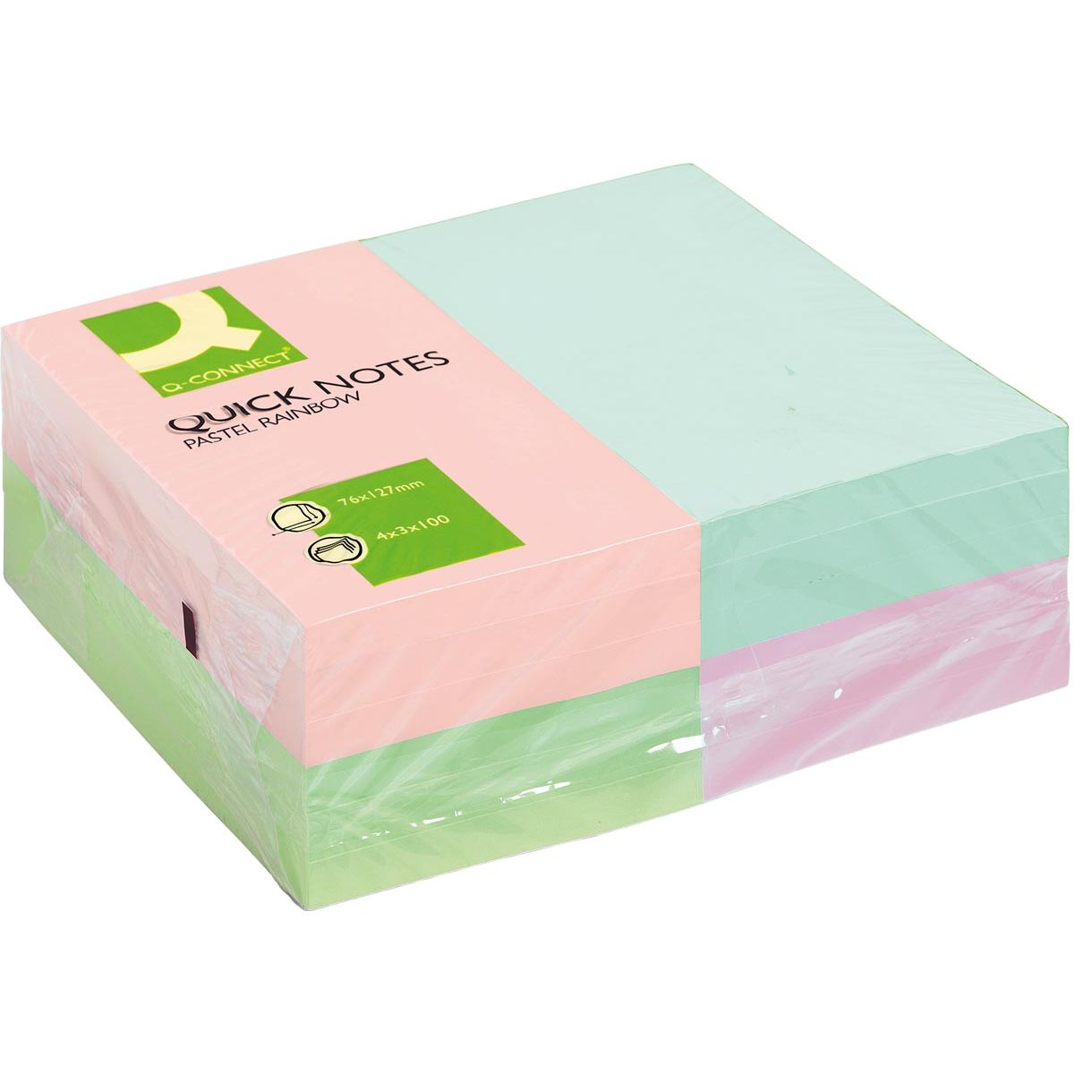 Q-CONNECT – Quick Notes, ft 76 x 127 mm, 100 Blatt, Packung mit 12 Blöcken in Pastellfarben