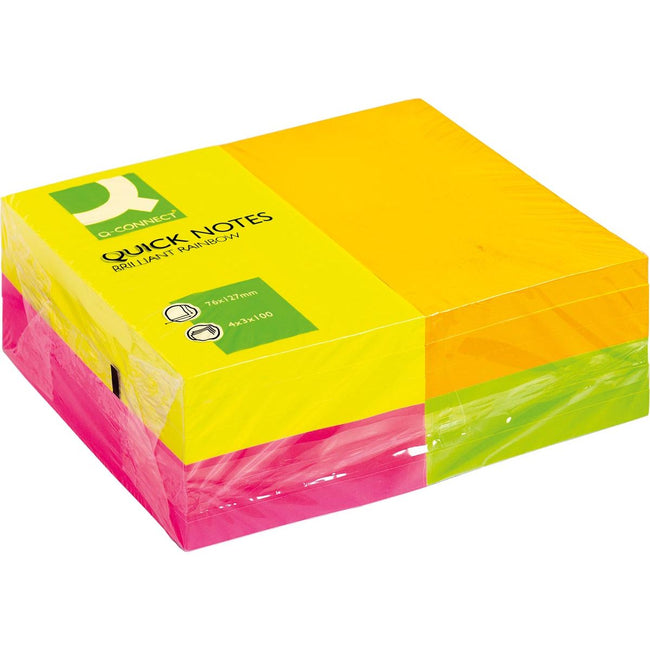 Q-CONNECT - Q-CONNECT Quick Notes, ft 76 x 127 mm, 80 vel, pak van 12 blokken in 4 neonkleuren