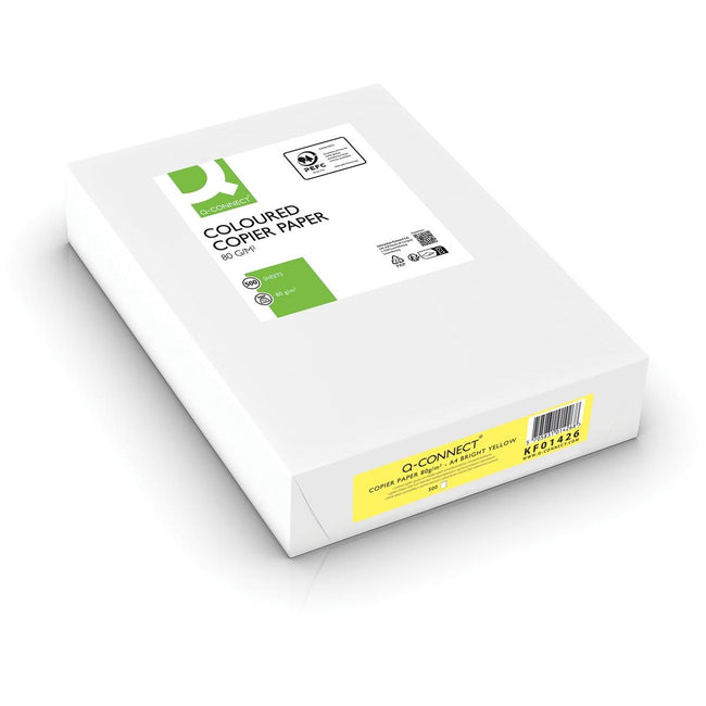 Q-CONNECT – farbiges Kopierpapier, A4, 80 g, Packung mit 500 Blatt, leuchtend gelb