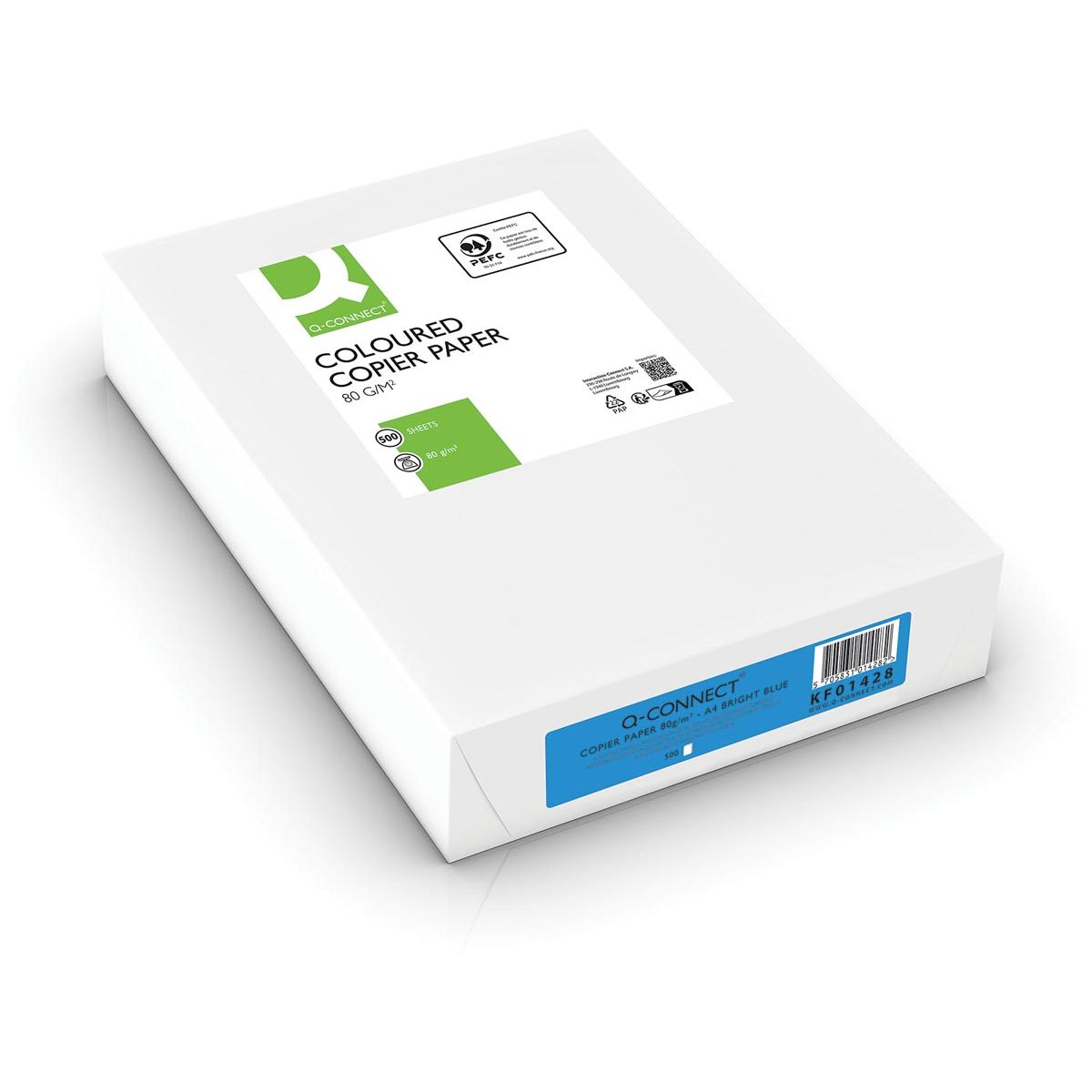 Q-CONNECT – farbiges Kopierpapier, A4, 80 g, Packung mit 500 Blatt, leuchtend blau