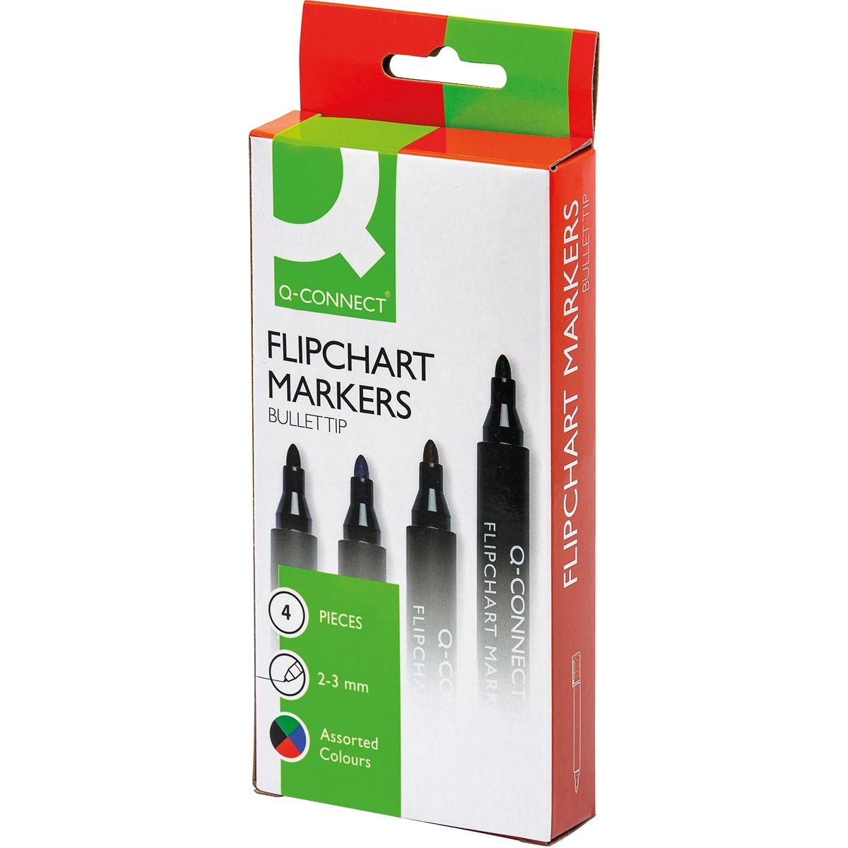 Q-CONNECT - Flipchart-Marker, 2-3 mm, runde Spitze, mit Clip, farbig sortiert