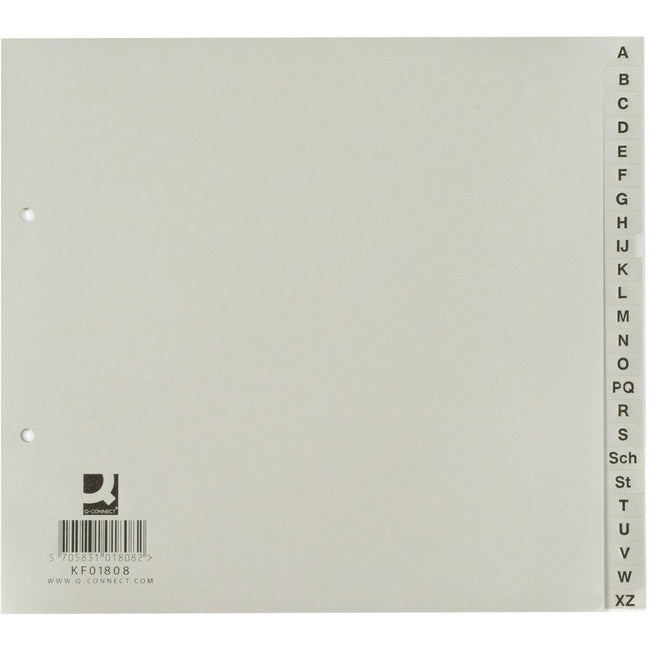 Q-CONNECT -   tabbladen, ft 21 x 23 cm, PP, 2-gaatsperforatie, set van A-Z, grijs