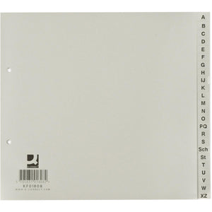 Q-CONNECT -   tabbladen, ft 21 x 23 cm, PP, 2-gaatsperforatie, set van A-Z, grijs