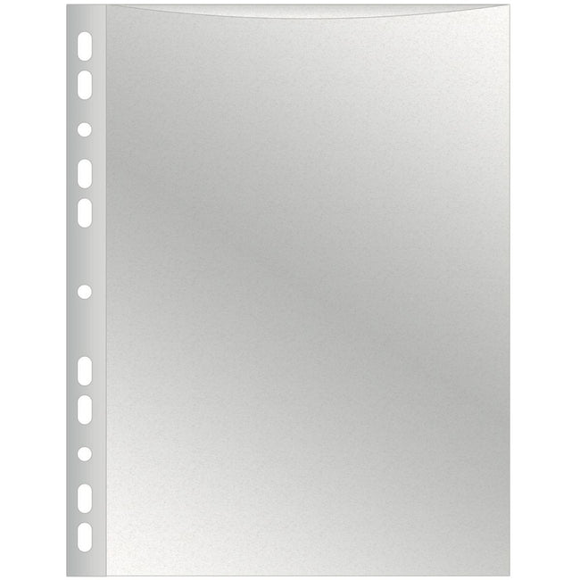 Q-CONNECT - perforierte Showtasche 11-Loch-Perforation, genarbt, 50 Mikron, Packung à 100 Stück