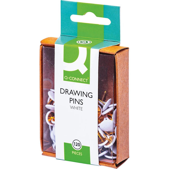 Q-CONNECT - puntine da disegno, bianche, scatola da 120 pezzi