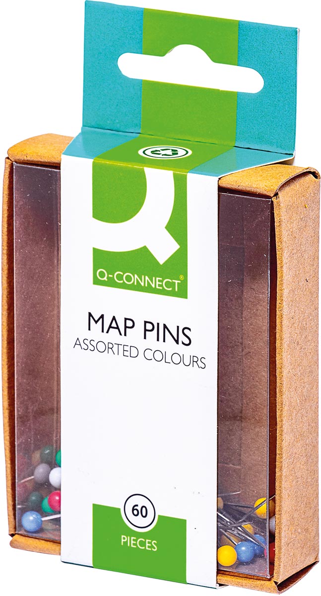 Q-CONNECT - pin di segnalazione, colori assortiti, scatola da 60 pezzi