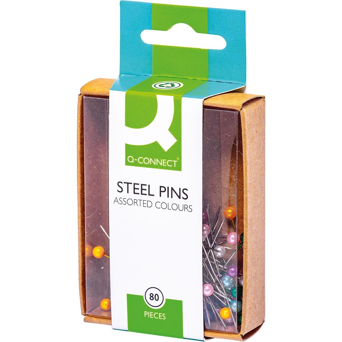 Q-CONNECT - spinotti 3 x 30 mm nichelati, scatola da 80 pezzi