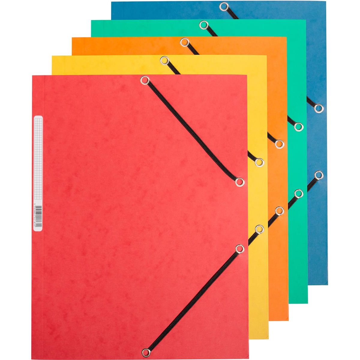 Q-CONNECT - elasto folder, A4, 3 flaps and elastic bands, cardboard, assorted, pack of 10