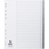 Q-CONNECT - onglets, A4, PP, perforation 11 trous, avec feuille d'index, jeu de 1-31, 31 onglets, gris
