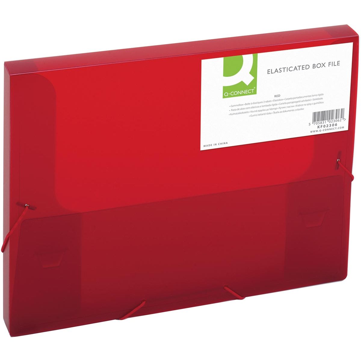 Q-CONNECT - Elastobox, mit Gummibändern, A4, Rücken 25 mm, rot