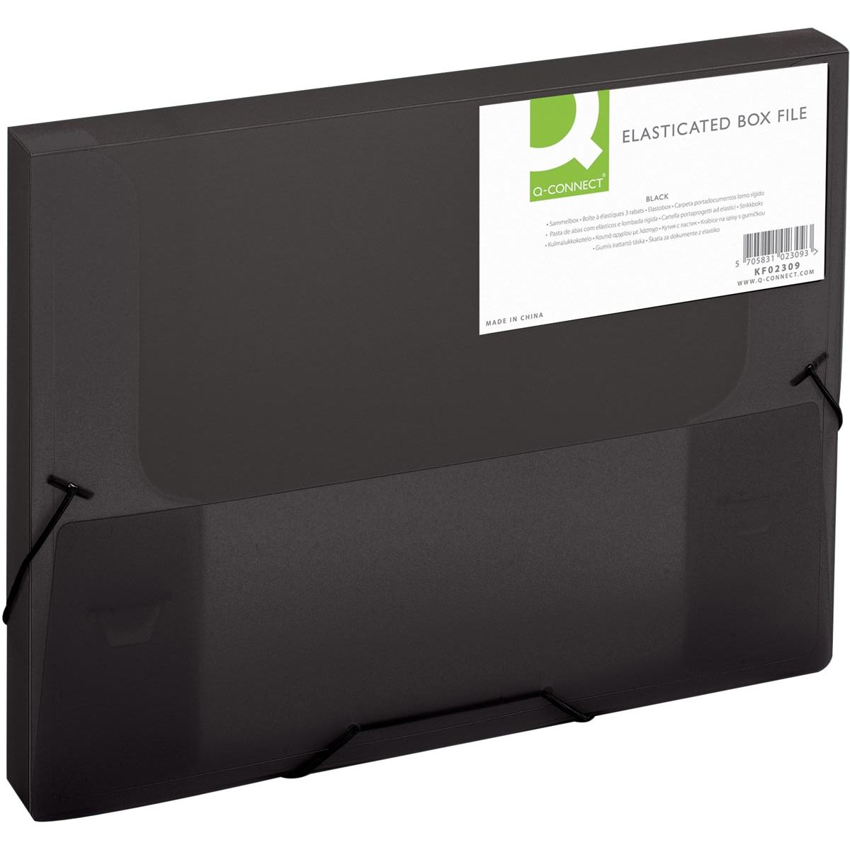 Q-CONNECT - elastobox, with elastic bands, A4, spine 25 mm, black