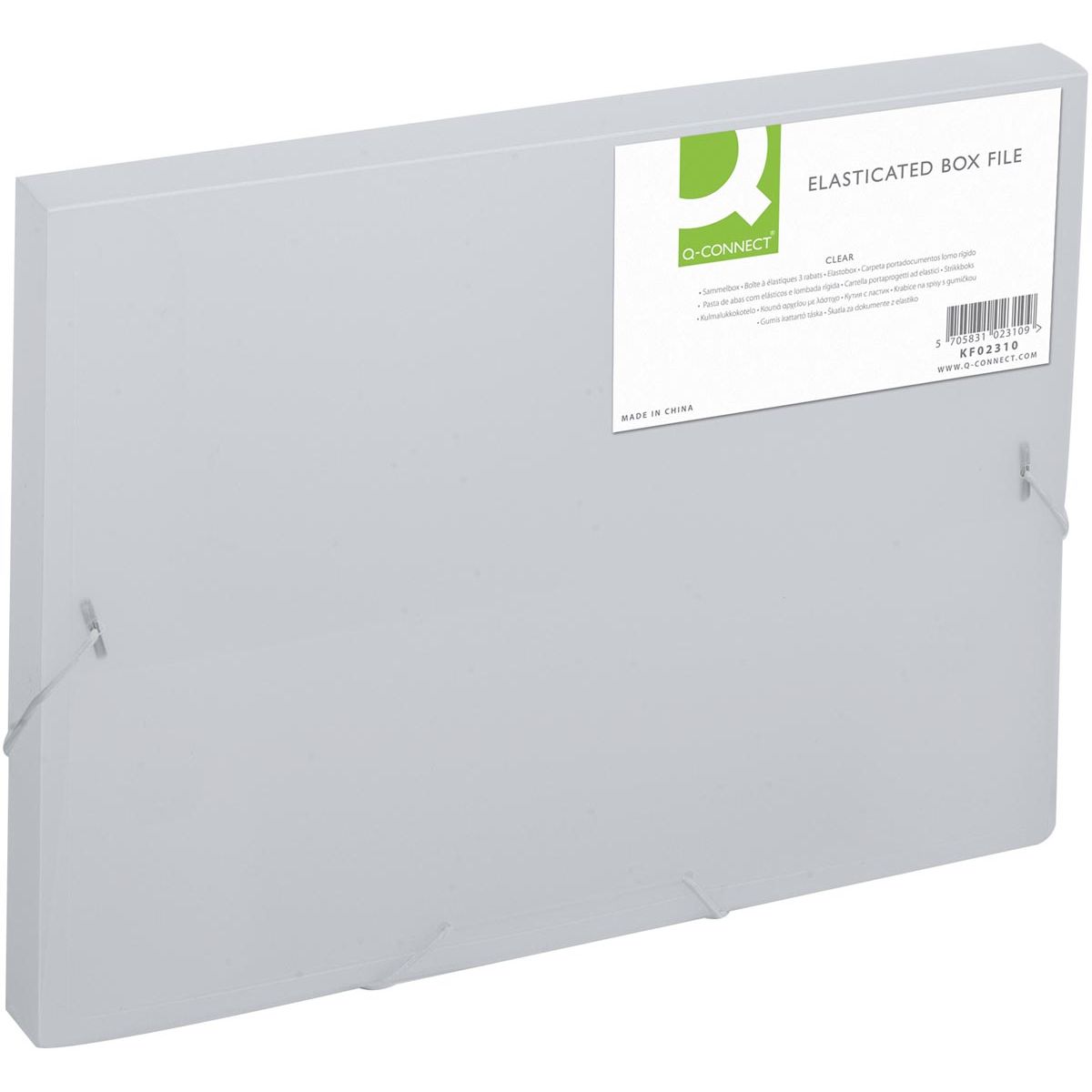 Q-CONNECT - Elastobox, mit Gummibändern, A4, Rücken 25 mm, transparent