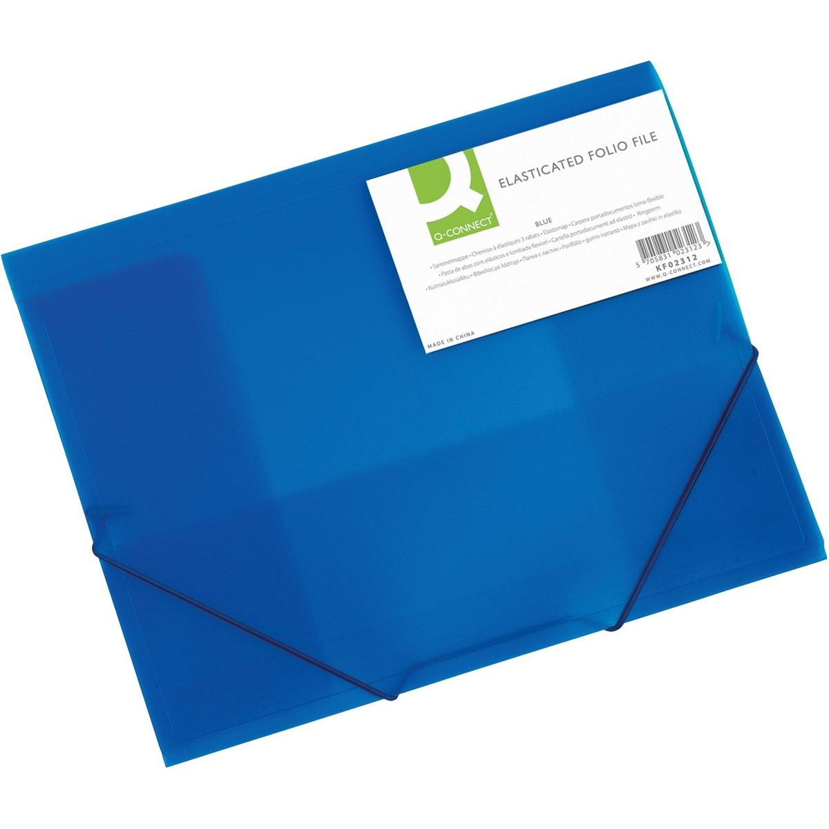 Q-Connect-Q-Connect-Elastomap, A4, 3 Ventile und Elastik, transparente PP, Blau