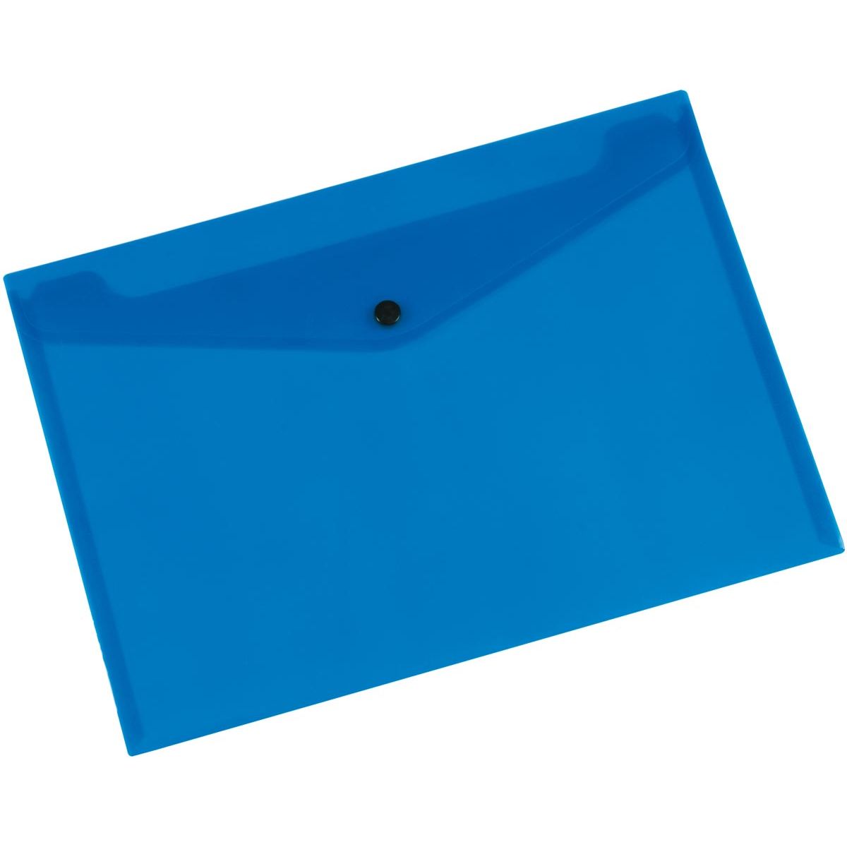 Q-CONNECT - classeur à documents, A4, PP transparent, fermeture à bouton-poussoir, bleu