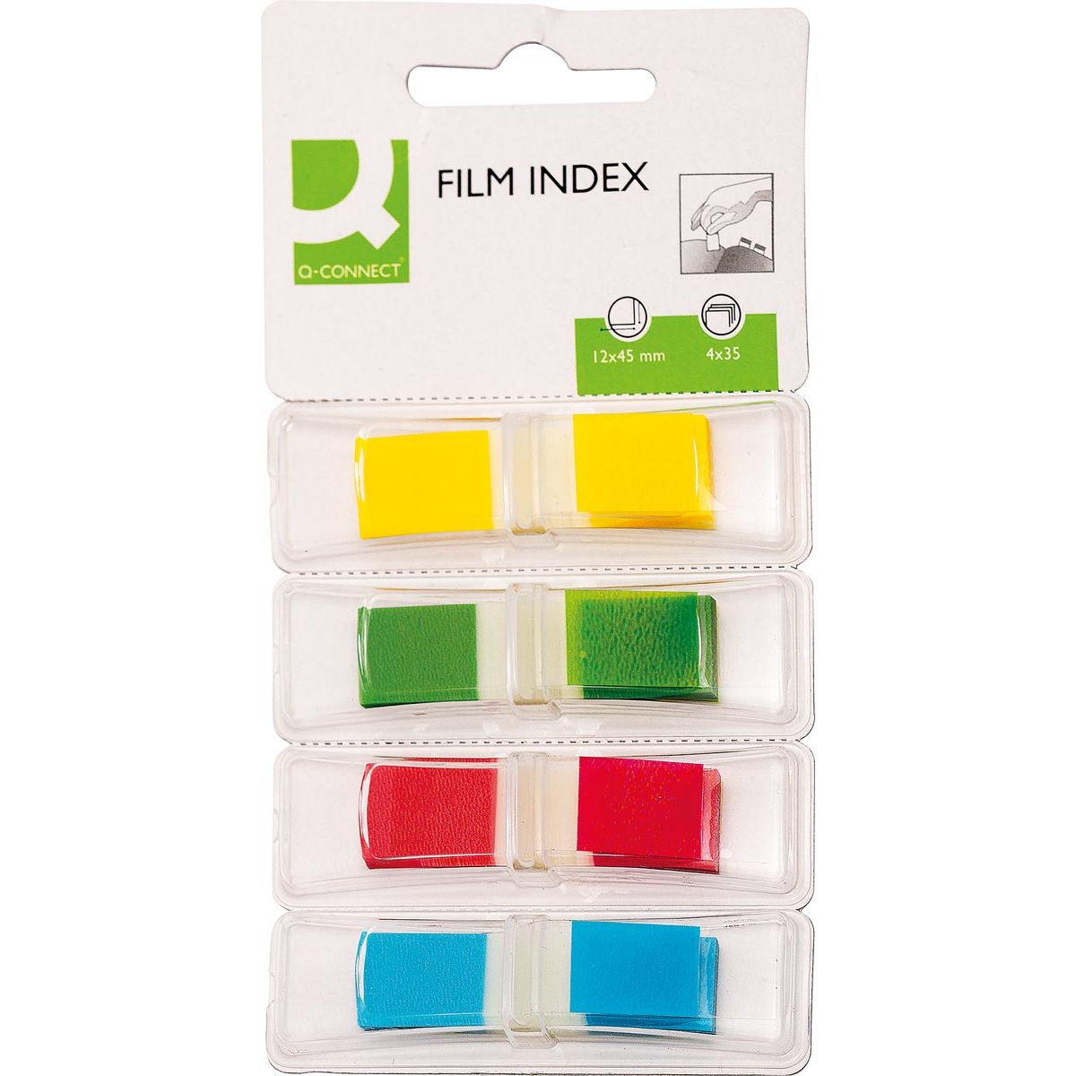 Q-CONNECT - indice mini, ft 12,5 x 45 mm, 4 x 35 linguette, colori assortiti