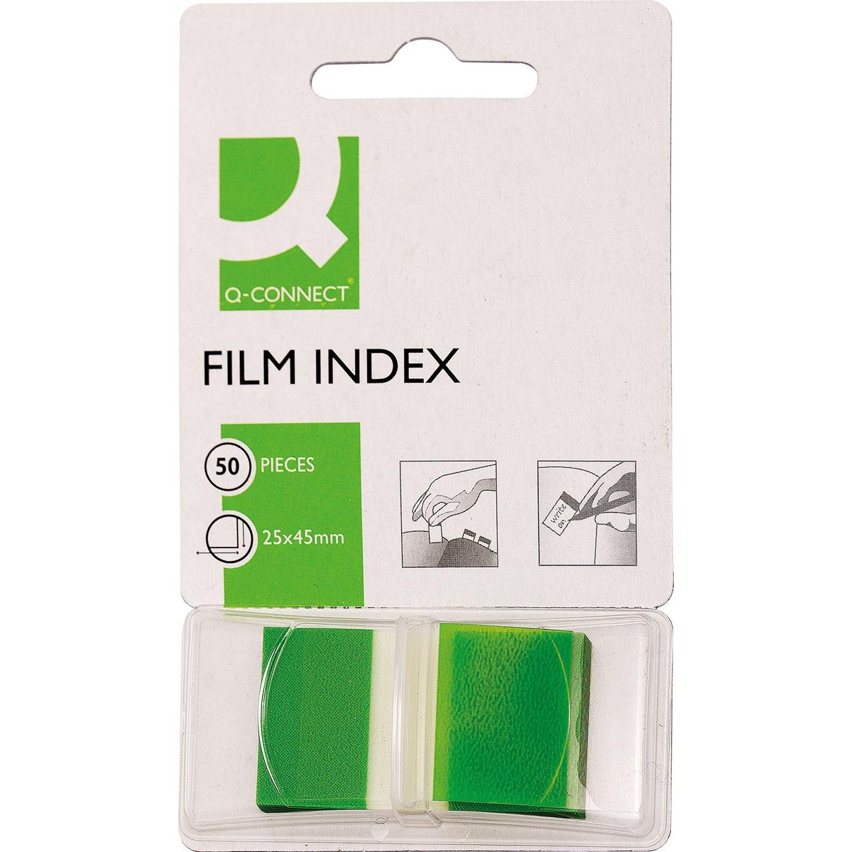 Q-CONNECT -  index, ft 25 x 45 mm, 50 tabs, groen