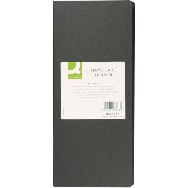 Q-CONNECT - cartella per biglietti da visita, Ft 11 x 26 cm, per 96 carte, nero