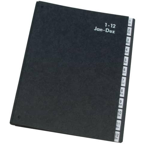 Q-CONNECT -   sorteermap, karton, ft A4, 12 delen, zwart