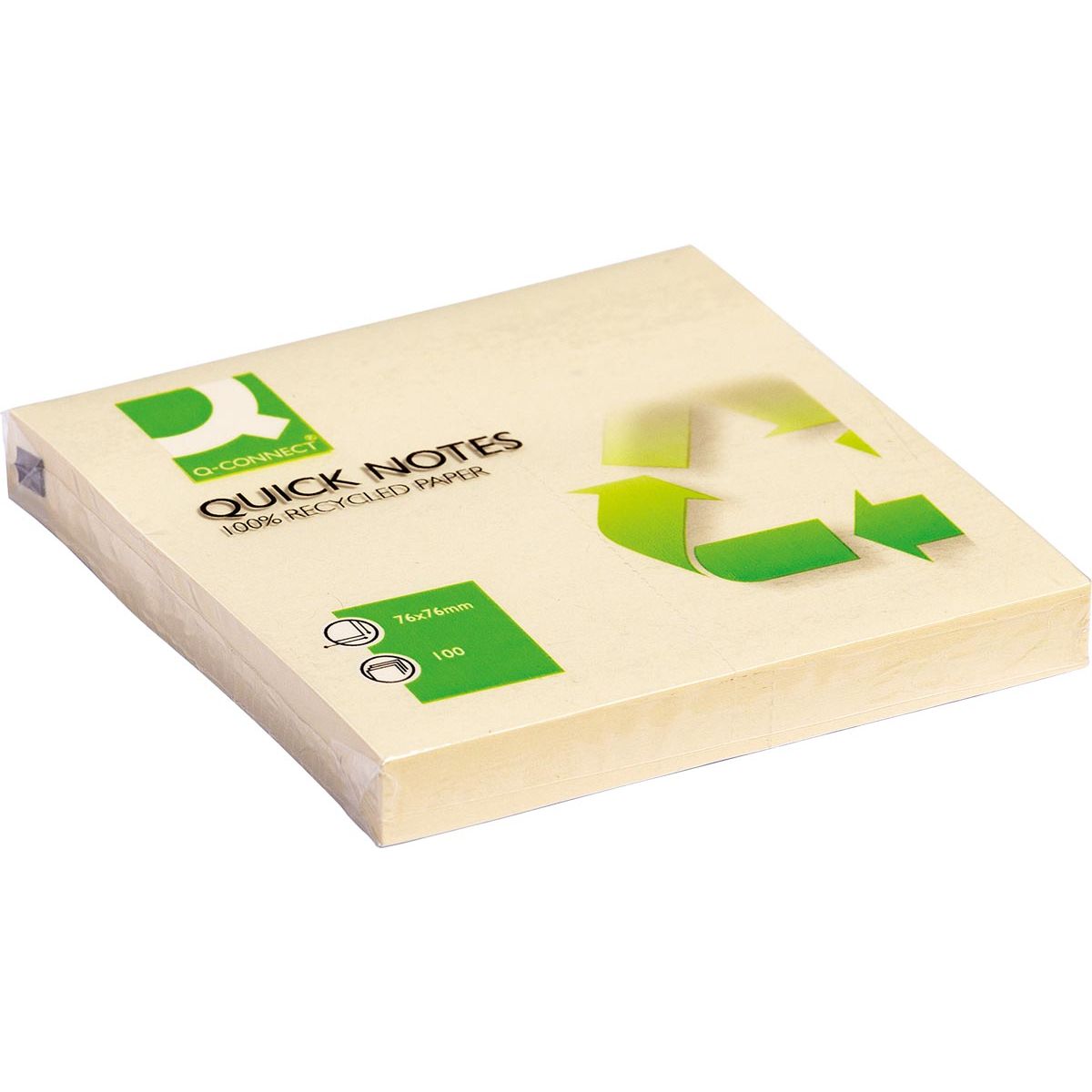 Q-CONNECT - Quick Notes Reciclado, pies 76 x 76 mm, 100 hojas, amarillo