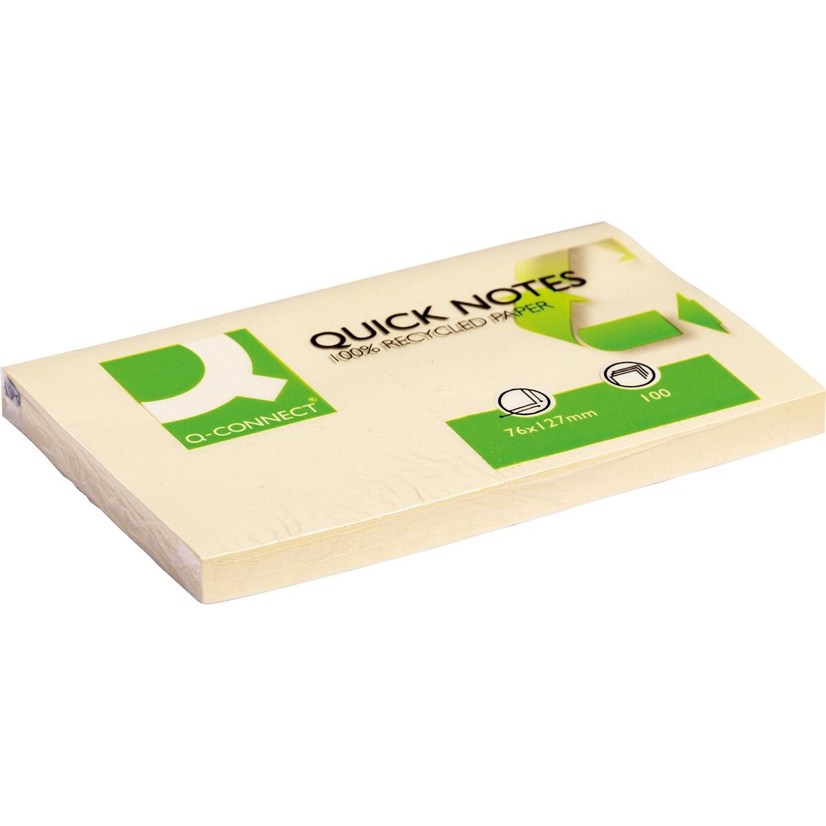 Q-CONNECT - Q-CONNECT Quick Notes Recycled, ft 76 x 127 mm, 100 vel, geel