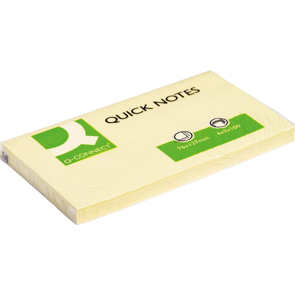 Q-CONNECT - Q-CONNECT Quick Notes, ft 76 x 127 mm, 100 vel, geel