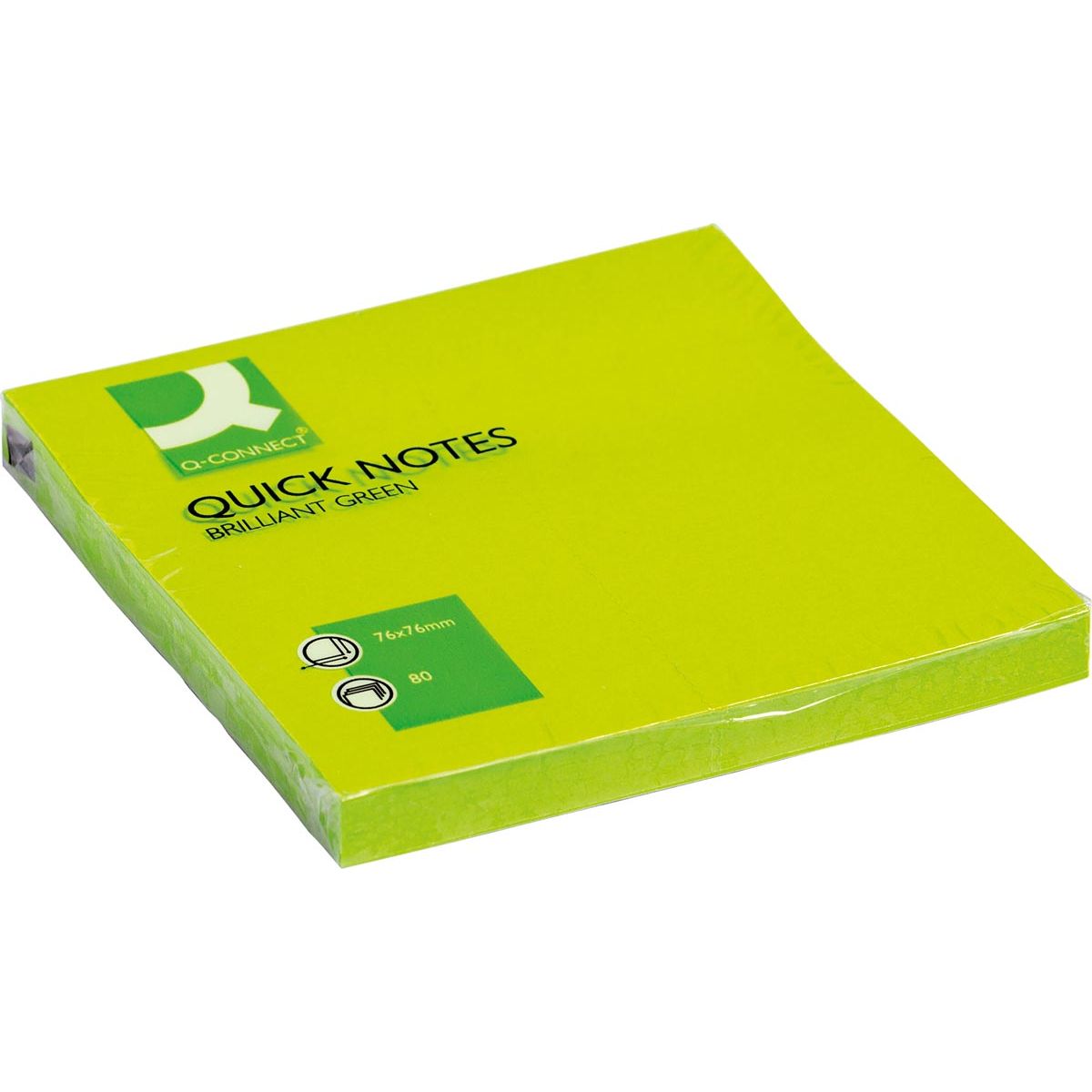 Q-CONNECT - Quick Notes, ft 76 x 76 mm, 80 sheets, neon green