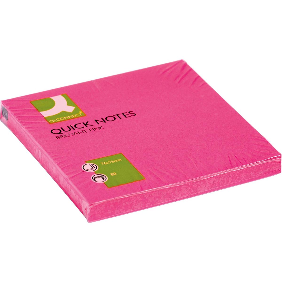 Q-CONNECT - Q-CONNECT Quick Notes, ft 76 x 76 mm, 80 vel, neonroze