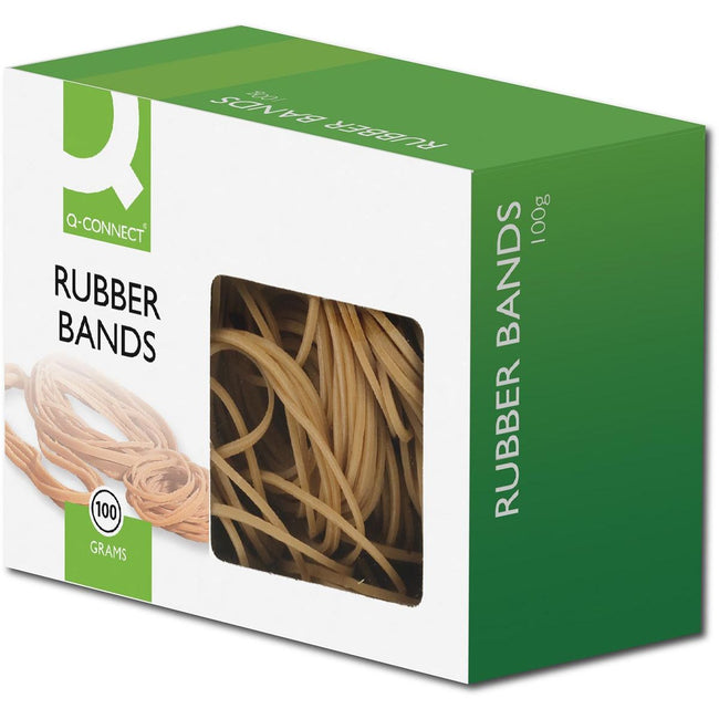 Q-CONNECT -   elastieken, breedte 1,5 mm, lengte 80 mm, nr 18, doosje van 100 g