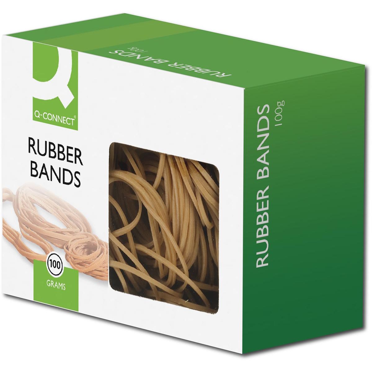 Q-CONNECT -   elastieken, breedte 1,5 mm, lengte 100 mm, nr 20, doosje van 100 g