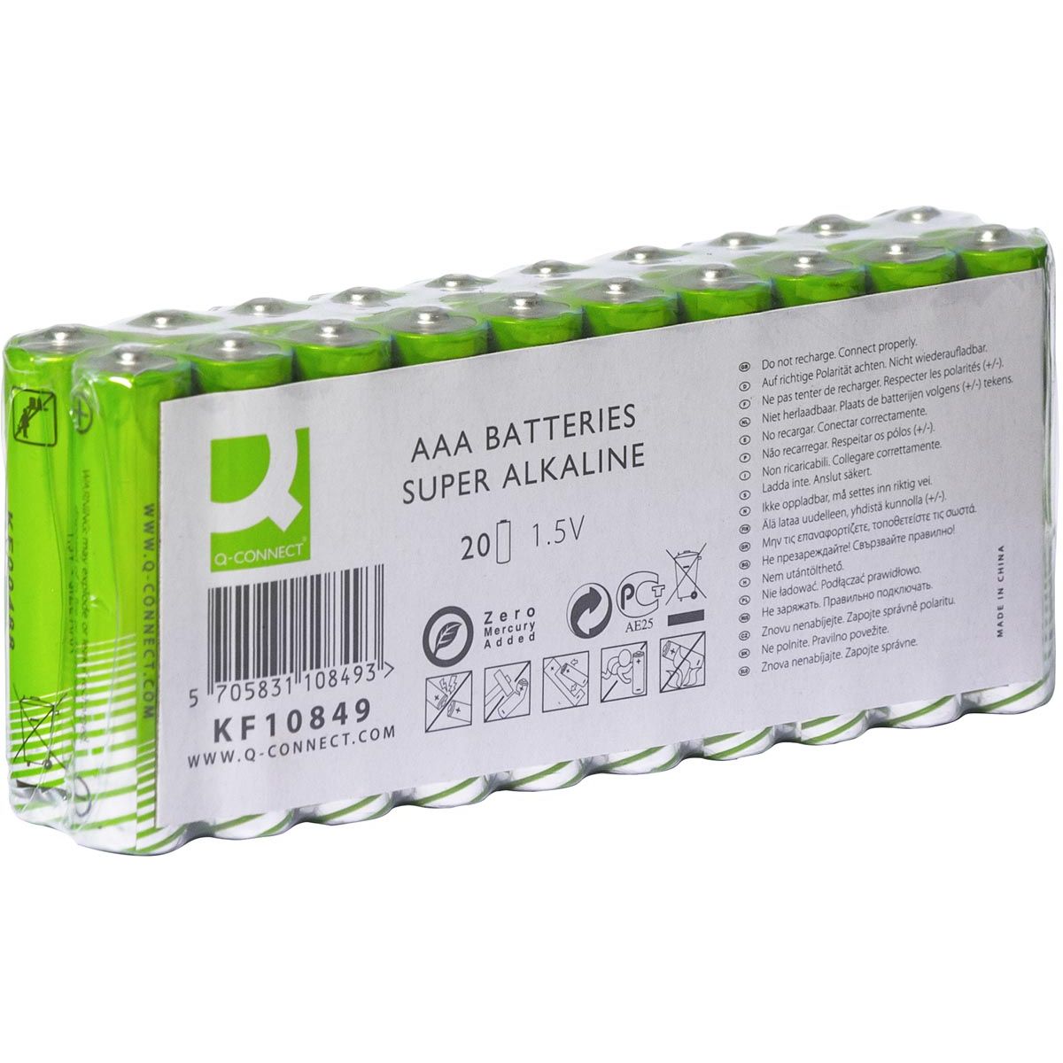 Q-CONNECT -   batterij,alkaline, AAA, pak van 20 stuks