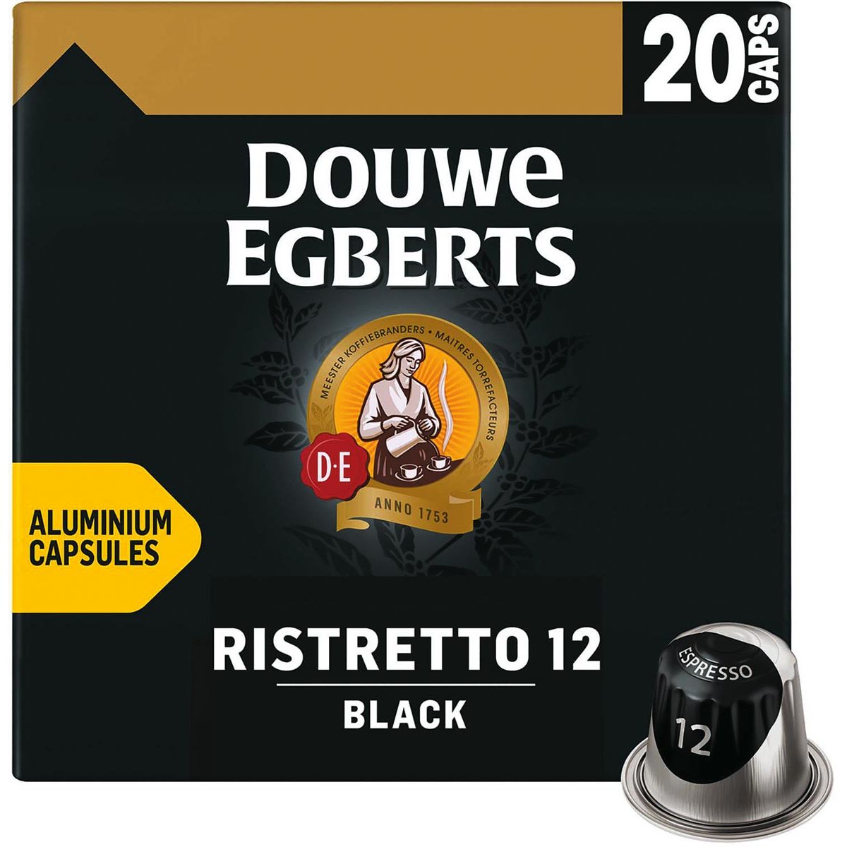 Douwe Egberts - Capsules de café Espresso Noir, paquet de 20 pièces