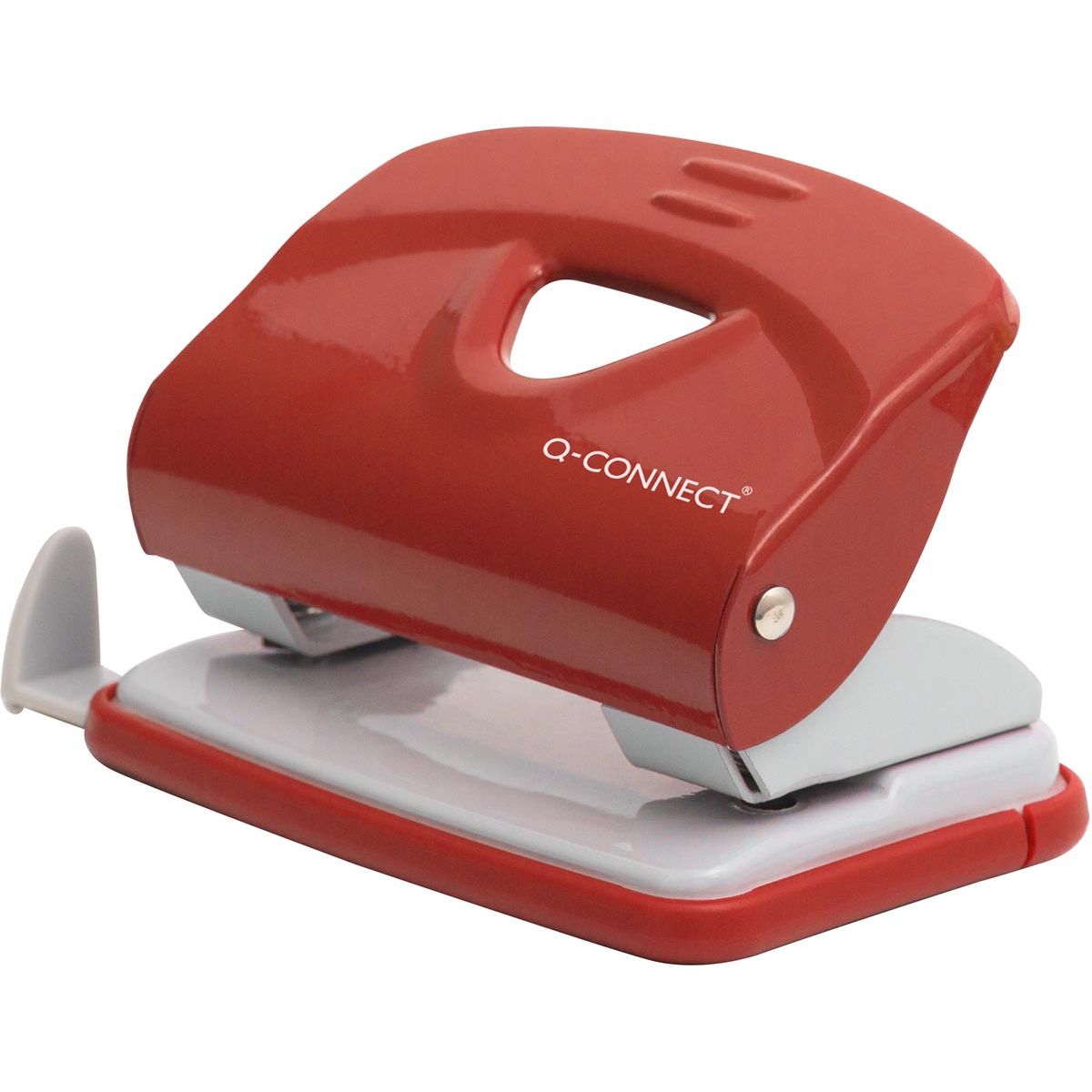 Q-CONNECT - Perforatore leggero, metallo, 20 fogli, rosso