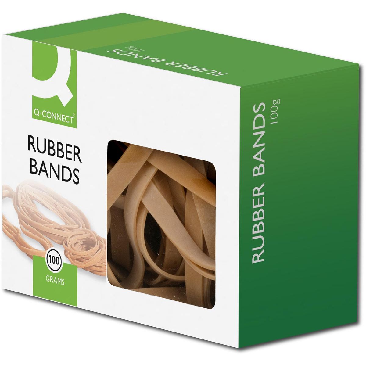 Q-CONNECT - elastic bands, width 10 mm, length 120 mm, box of 100 g