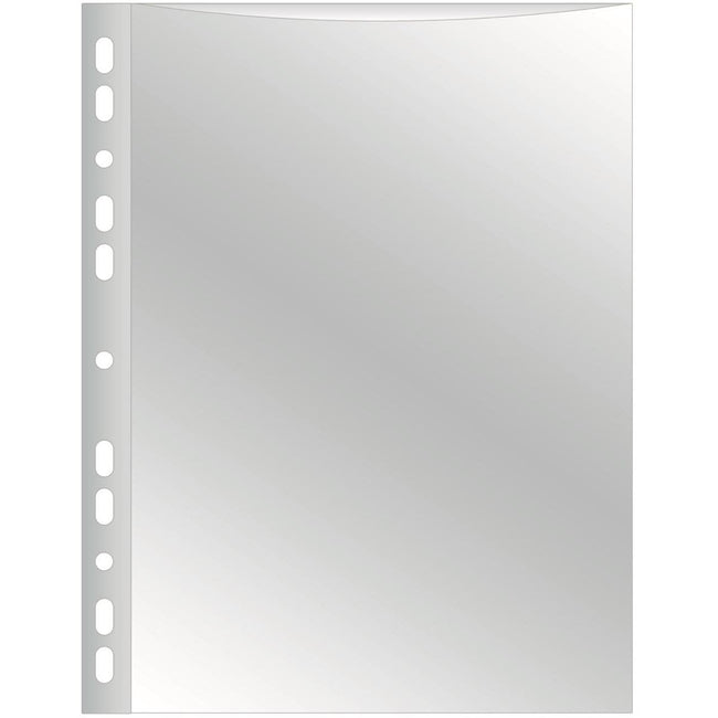 Q-CONNECT - Bolsa de presentación perforada Perforación de 11 orificios, transparente como el cristal, 75 micras, paquete de 100 piezas