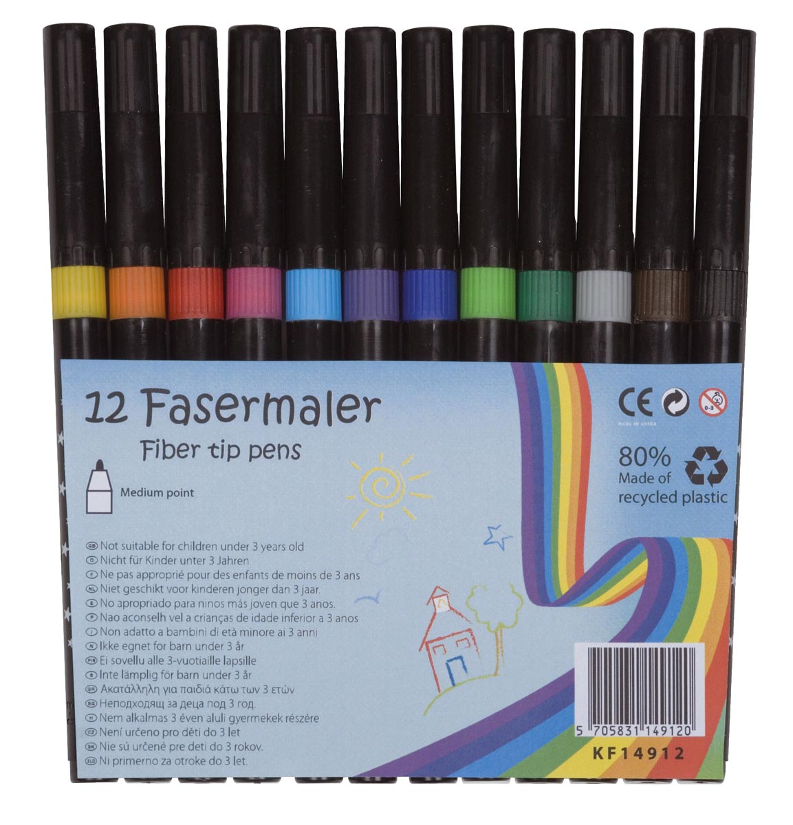 Q-CONNECT -   viltstift, geassorteerde kleuren, pak van 12 stuks