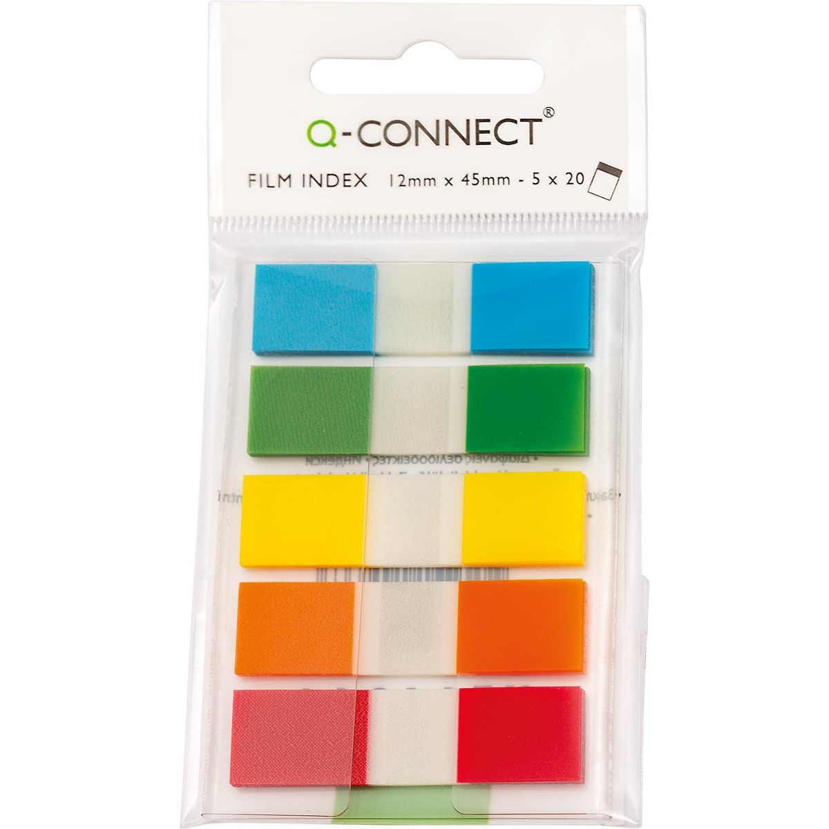 Q-CONNECT - index mini, pies 12,5 x 45 mm, 5 x 20 pestañas, colores surtidos