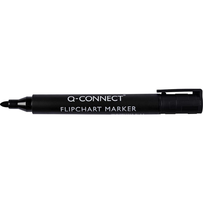 Q-CONNECT -   flipchartmarker, 2-3 mm, ronde punt, met clip, zwart